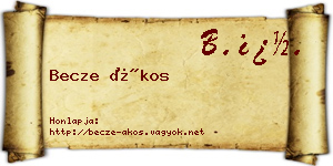 Becze Ákos névjegykártya